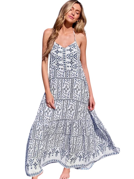 Cupshe Dresses & Skirts - Cupshe Geometric Print Halter Neck Maxi Dress